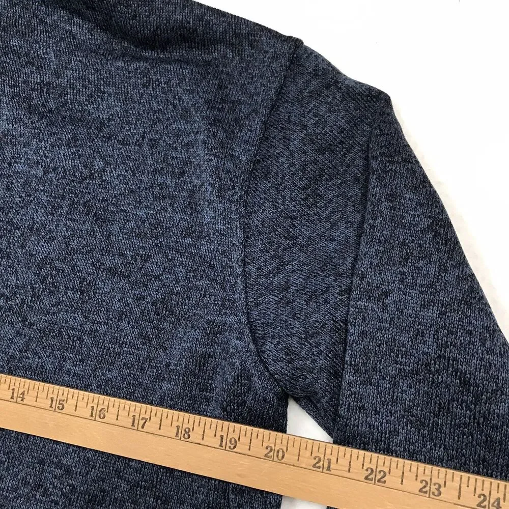 EDDIE BAUER 1/4 Button Fleece Sweater Men M Blue Lined Knit Outdoor Pullover